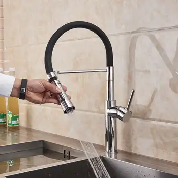 Kitchen Faucets Chrome Kitchen Sink Crane Deck Mount Pull Down Dual Sprayer Nozzle Torneira De Cozinha Mixer Water Taps