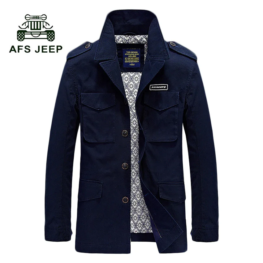 

AFS JEEP Plus size 4XL Spring New Men's Solid Jackets Casual Men's Thin Jackets Slim Male Coats Brand Clothing 140z