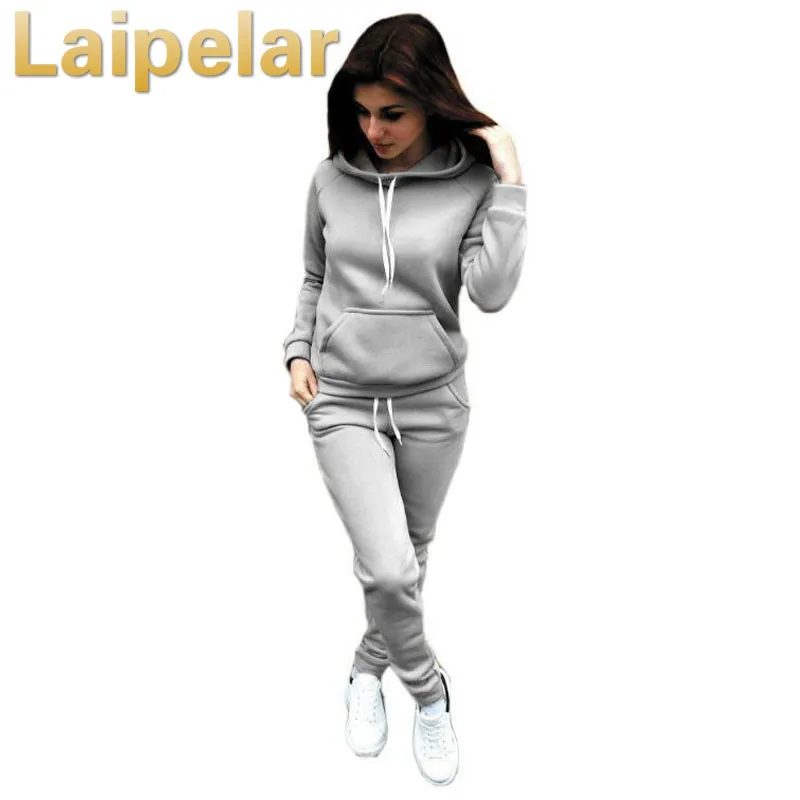 

Laipelar, Женский Повседневный Спортивный костюм, толстовка с капюшоном, комплект из двух предметов, Осенний Теплый Женский бандажный Топ, штаны, комплект одежды, женский костюм