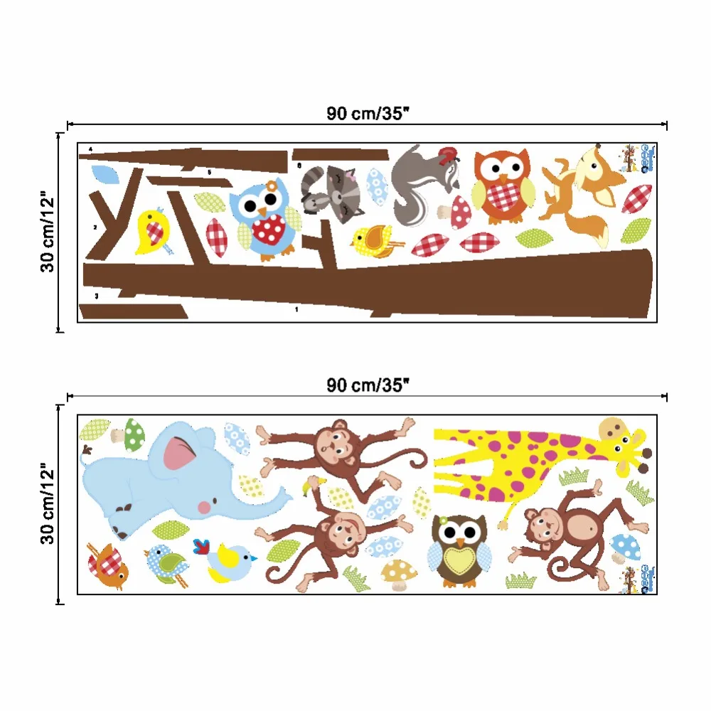 Мультфильм, животные, сова, обезьяна, жираф, птица, дерево, наклейка на стену для детской комнаты, спальни, гостиной, домашний декор, Постер настенный