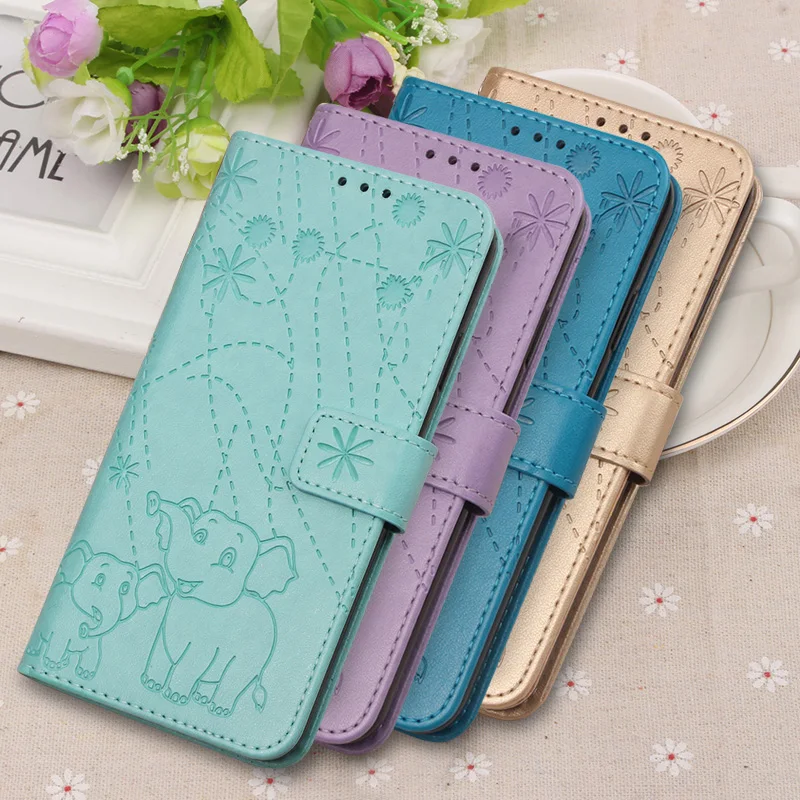 

Luxury Elephant PU Leather case For Huawei P Smart Case Flip mobile phone cover sFor Huawei Enjoy 7S Case wallet Card slot Coque