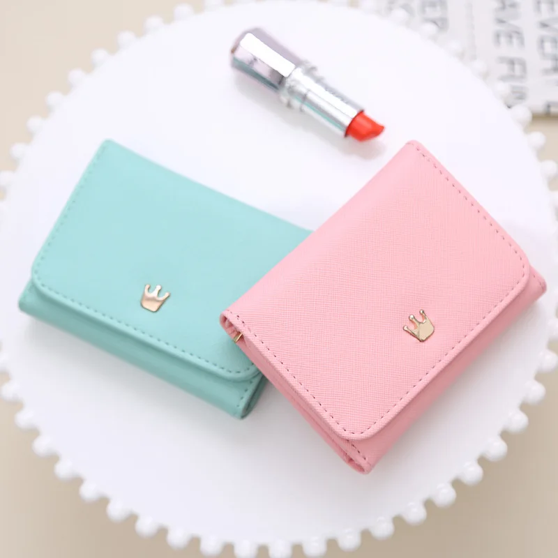 

Wallet Woman HOT Lady Short Woman Wallets Crown Decorated Mini Money Purses Small Fold PU Leather Female Coin Purse Card Holder