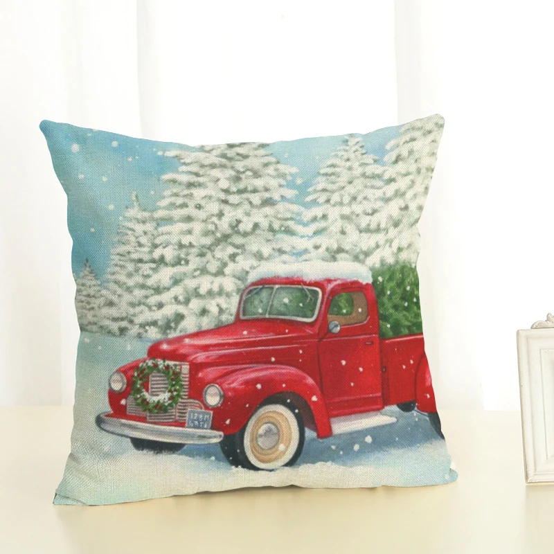 Happy New Year Gift Christmas Tree Pillow Cases Stug Snow Cushion Covers 45x45cm Flower And Birds Decor Sleigh Ride Seat Covers Cushion Cover Cushion Cover 45x45cmflower And Bird Aliexpress