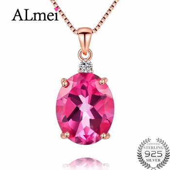 

Almei Red Topaz Stone Rose Gold Color Elegant Simple Charm 925Sterling Silver Jewelry for Women Birthday Gift with Box 40% FN002