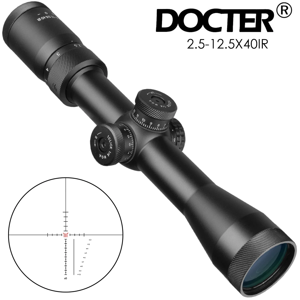 DOCTER 2,5-12,5X40 ИК прицелы охотничий Воздушный прицел проволока дальномер Сетка Mil точечный прицел тактический оптический прицел