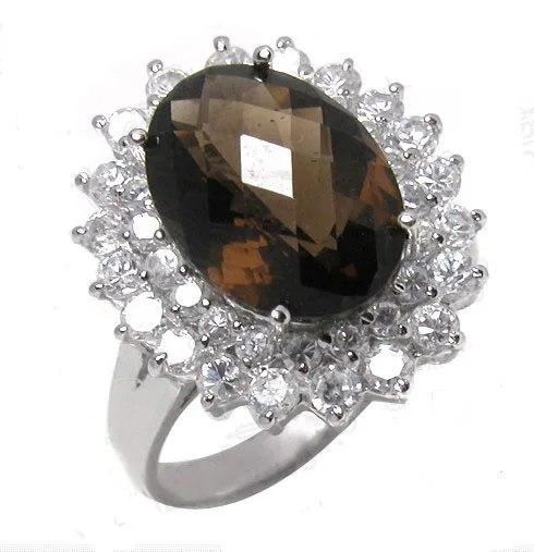 

Natural Smoke Quartz Ring 925 Sterling Silver Tea Crystal Woman Fashion Fine Elegant Retro Jewelry Lux Birthstone Gift sr1369sm
