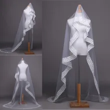 Роскошный собор one-слои кружева аппликации край тюль краткое вуали свадебные аксессуары