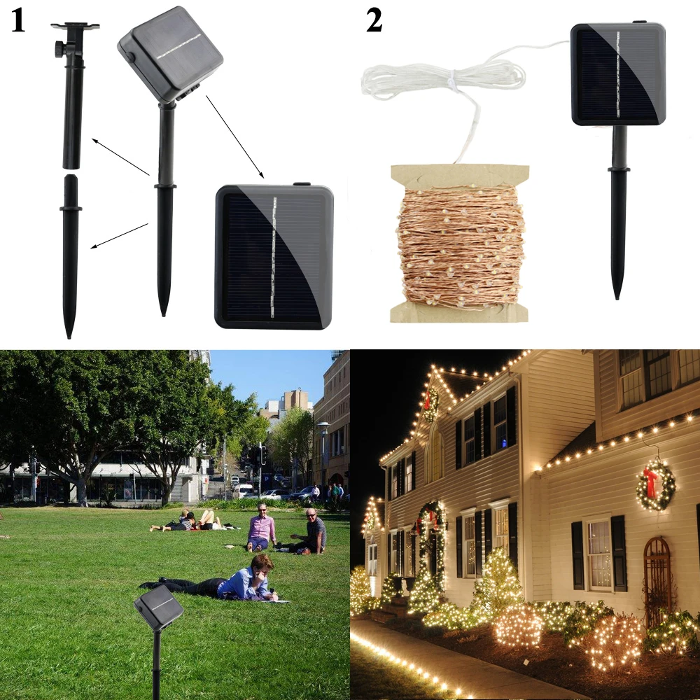 

50M 500 LED Copper Wires Solar String Fairy Lights Premium Quality Solar Panel 8 Modes Lampara For Chrismas Garden Decoration