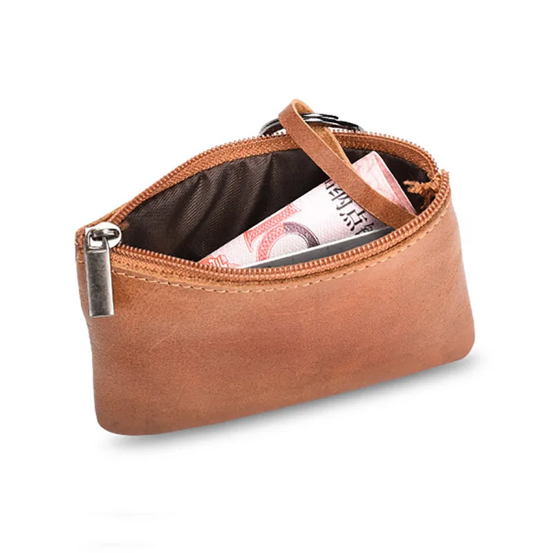 

Real Leather Small Coin Purse Short Wallet Mini Zipper Soft Purses Key Bags Unisex Coin Purse Gift Pocket Purse Thin Wallets
