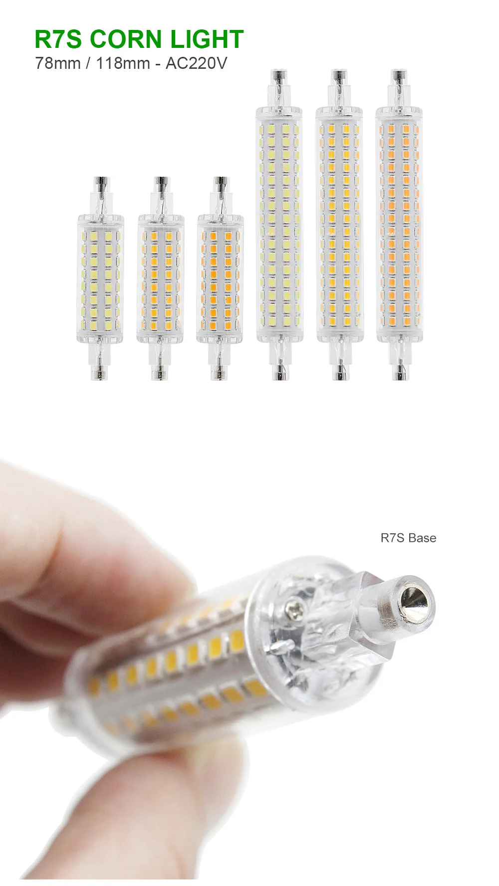 4 Вт 78 мм 8 Вт 118 мм R7S светодиодный светильник-кукуруза 2835SMD AC 220V Заменить Галогеновый свет пятна натуральный белый 4000K 3000K 6000K