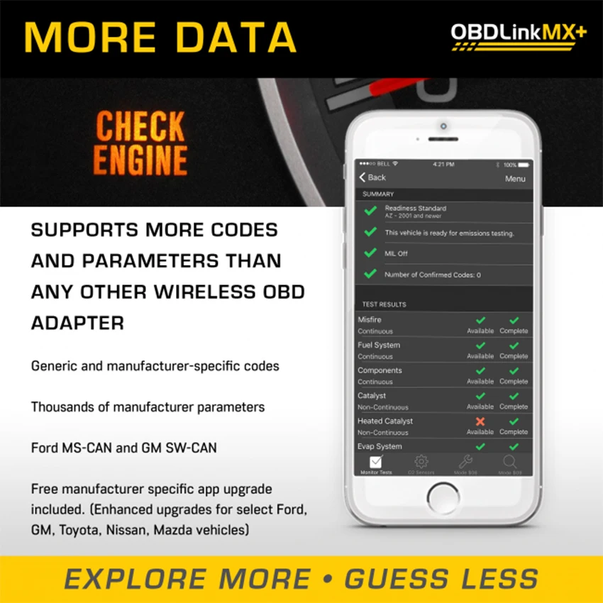 OBDLink MX PLUS OBD2 сканер диагностический инструмент сканирования для iOS Android, Kindle Fire или устройства Windows