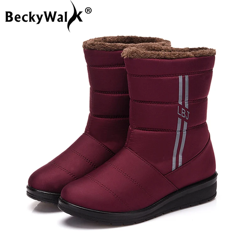 

Winter women shoes mid calf boots women plush warm casual high top snow boots light and comofortable female botas mujer WSH3142