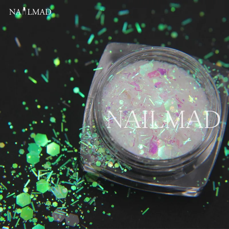 3ml/box Nail Art Glitter Mix Hexagon Acrylic Glitter Mixes Nail Sequins Holographic Glitter Nail Art Decorations