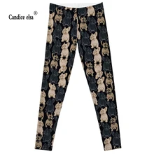 Женские леггинсы CANDICE ELSA, женские штаны для тренировок, эластичные леггинсы для фитнеса, брюки с принтом собаки, брюки размера плюс, Прямая поставка