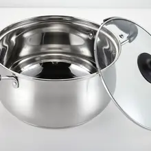 Stainless steel soup pot double bottom cooker gift pearl milk pot thickening double ear arc Korean electric