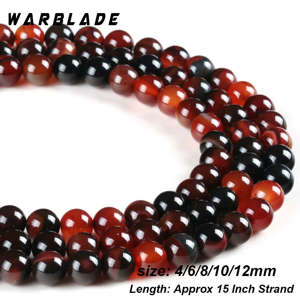 WarBLade высококачественные бусины из натурального агата круглые камня 4 мм 6 8 10 12 для