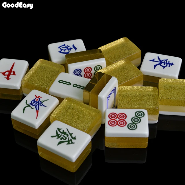 Gold Crystal Chinese Mahjong Set Full Size Educational Travel Resin  Standard Chess Game Family Jogo De Tabuleiro Tournament Set - AliExpress