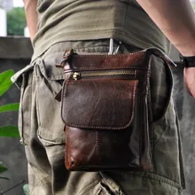 7 zoll Echtem Leder Nähen Männer Taschen Schwarz/Braun Hüfttasche Einzigen-Schulter Kleine Messenger Bags Leder