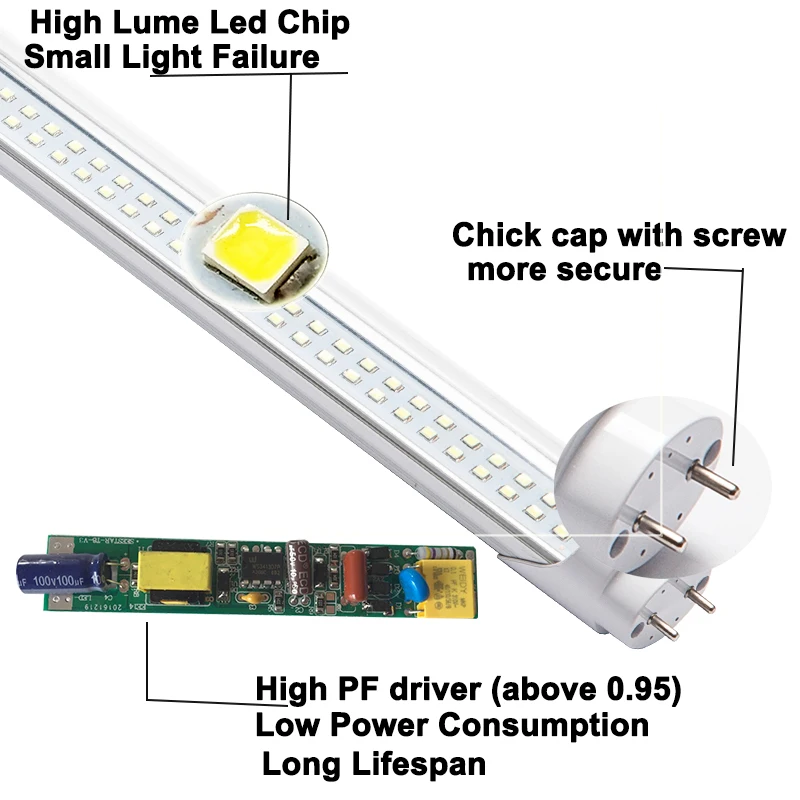 Светодиодный трубчатый Светильник T8 4ft двойные линии 25 Вт 28 Вт Сплит Флуоресцентный светильник SMD2835 G13 светодиодный светильник супер яркий