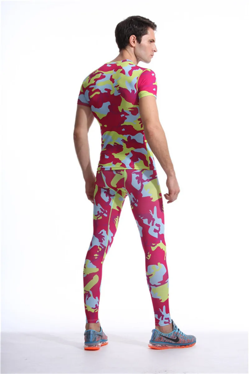 Rose Red short sleeves long pants sport men suits (4)