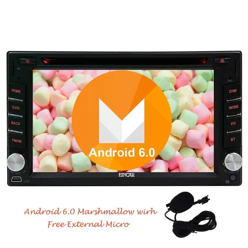 Clearance Android 6.0 Car dvd Stereo Double 2 Din Capacitive Screen Car DVD Player In Dash GPS Navigation WiFi Mirrorlink + External Micro 0