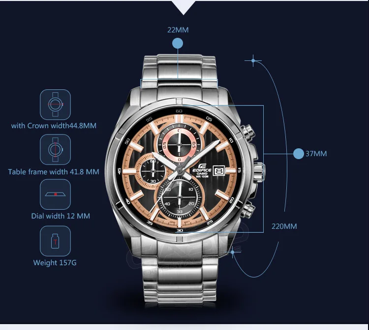 Casio edifice часы цифровые часы мужчин водонепроницаемые бизнес таблица relogio masculino часы ef-328d