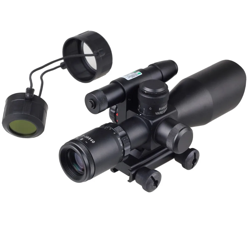 

Compact Riflescope 2.5-10x40 Rifle Scope Laser Green Sight Reflex Red&Green Dual illuminated Mil-dot Sight Hunting 20mm Rail