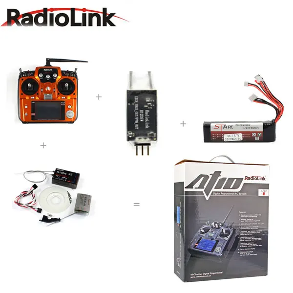 RadioLink AT10 II 2,4 ГГц 12CH пульт дистанционного управления передатчика с R12DS приемник R6DSM R12DSM RC сделано Квадрокоптер с камерой - Цвет: B orange 1 R12DSM