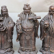 Xd 001637 1" Китай Чистая Бронзовый Малыш Ребенок Шоу Персик Стоя Счастлив 3 FuLuShou Статуя Бога