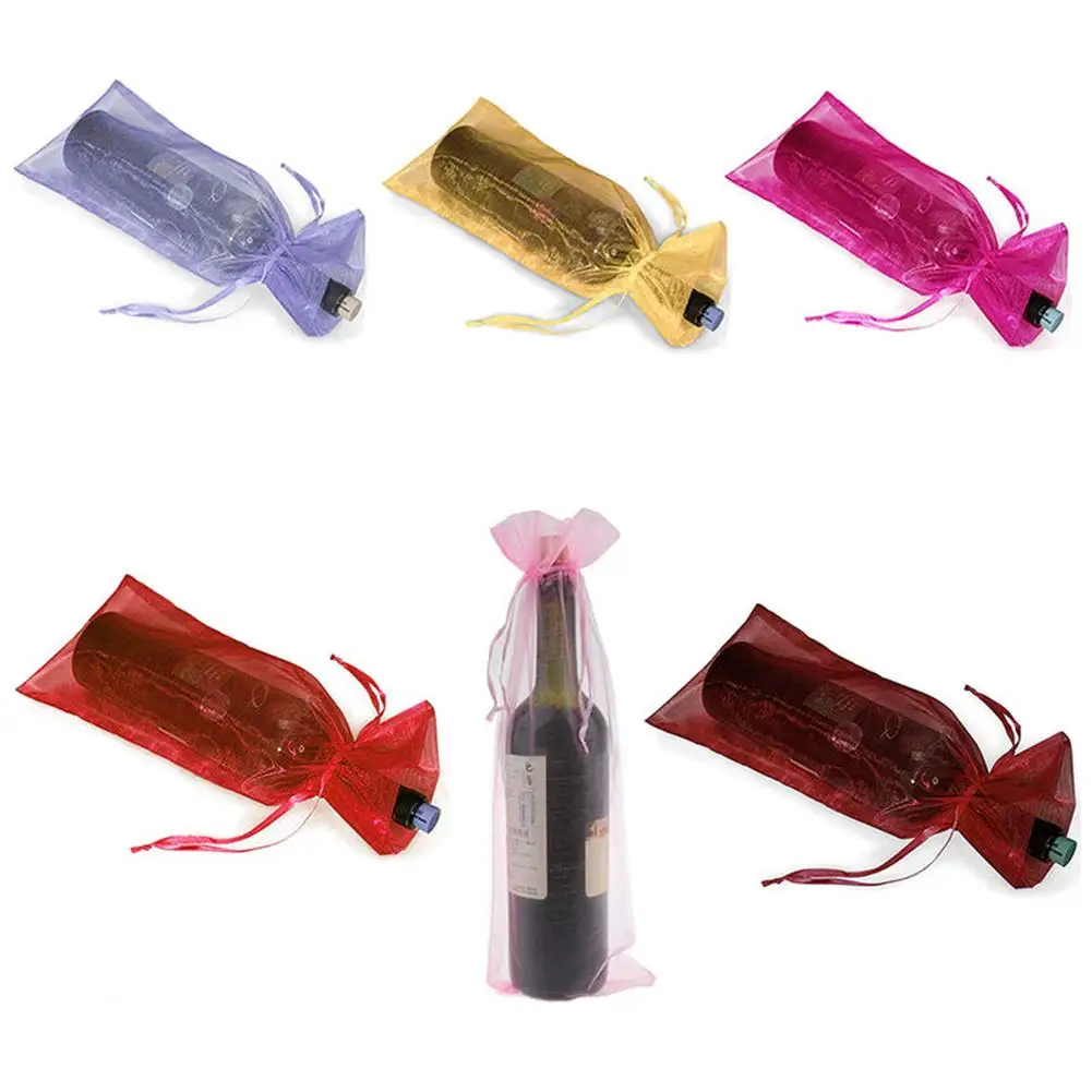 Buy 10 Pcs Sheer Organza Drawstring Wine Bottle Gift Bags Banquet Wedding