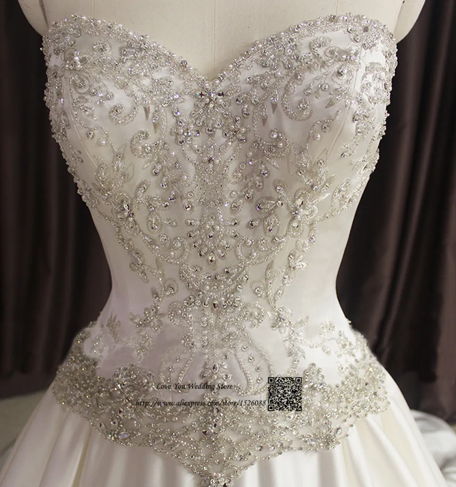 

Embroidery Robe de Mariage Luxury Wedding Dress 2017 Beaded Bride Dresses Ball Gown Court Train China Wedding Gowns Satin Boda