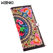 KEENICI National Vintage Women Embroidered Purse Wallet Ethnic Clutch Bag Card Coin Holder Phone Bag Coin Bag Floral Design
