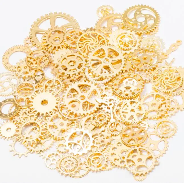 25 г цинковый сплав смешанные покрытые подвески-шестерни в стиле стимпанк DIY Шарм Модный браслет ожерелье ювелирные аксессуары 8033 - Цвет: Gold color