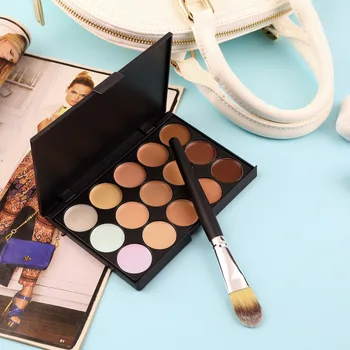 

15Colors Party Contour Face Cream Makeup Concealer Palette With Powder Brush Makeup Set