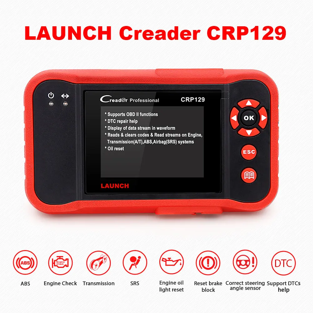 Launch X431 OBD2 Сканер CRP 129 читальный инструмент кодов авто сканер для ENG/AT/ABS/SRS и EPB/SAS/Oil сброса - Цвет: Creader CRP129