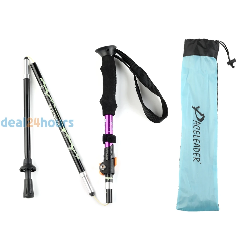 2 unids/lote bastones Palos anti-choque plegable ajustable telescópica polos para senderismo trekking aluminio