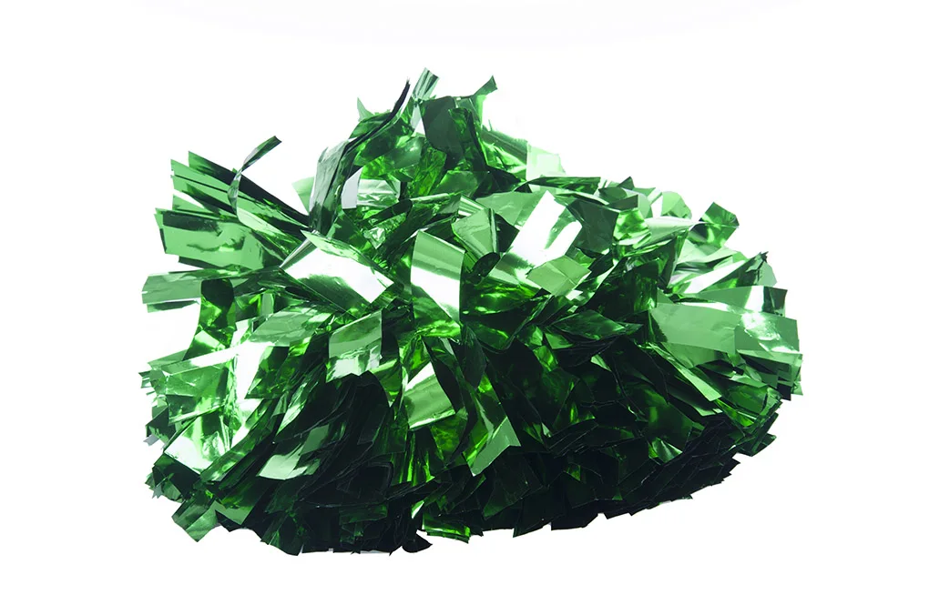 1 Pair Green Metallic Cheerleader Pom Poms Chearleading Ball Dance Party Sports Pompoms Cheer