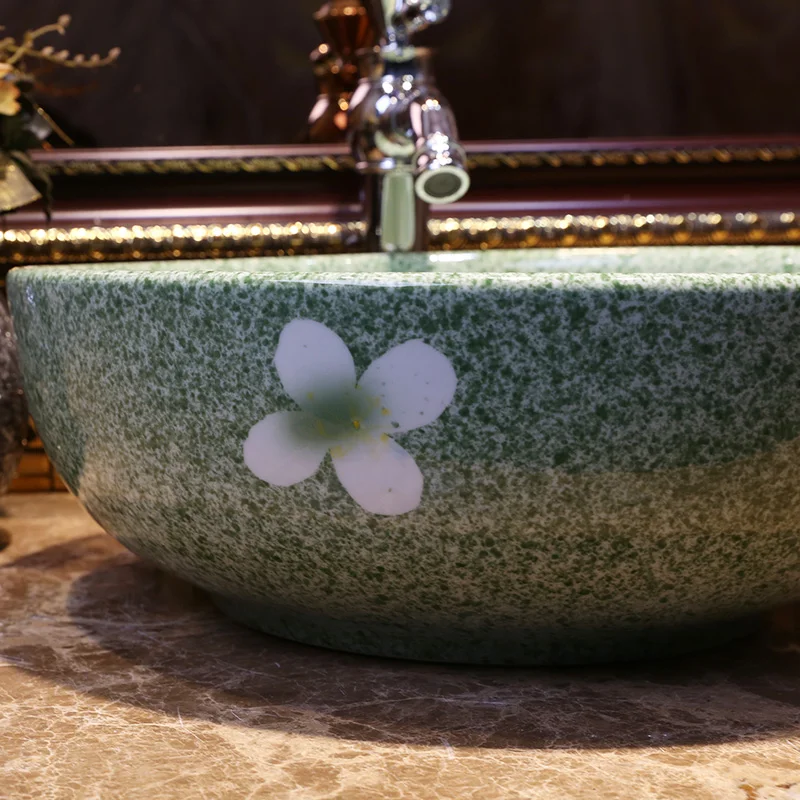 Europe Style Handmade Countertop Ceramic wash basin Bathroom Basin Bathroom Sink porcelain chinese porcelain sink (6)