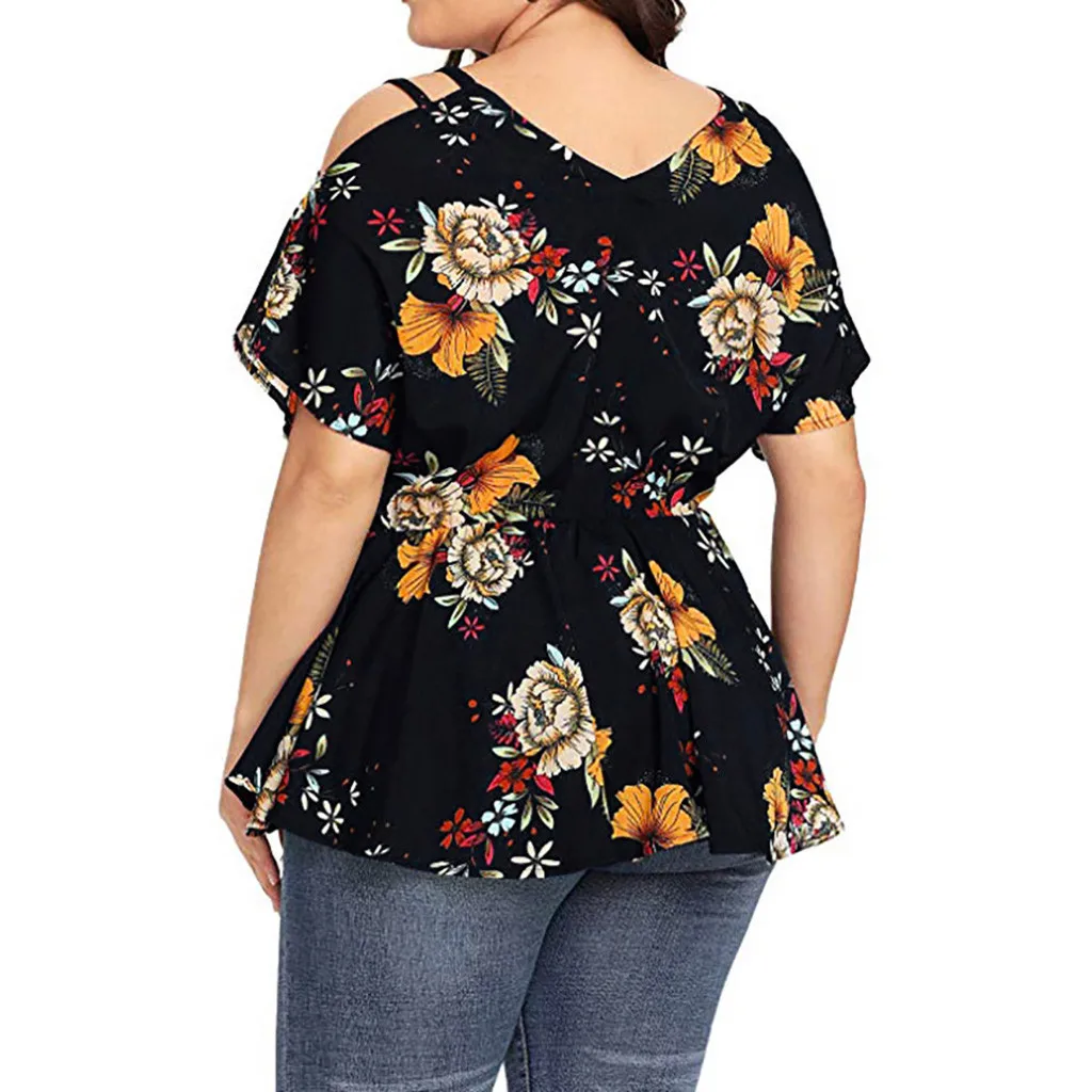 Летняя женская блузка размера плюс, винтажные блузки, женская одежда, уличная одежда, Женские топы и блузки с цветочным рисунком, шифоновая женская блузка
