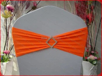 

Neon Orange Single Layer Spandex/Lycra/Expand Band/Covers With Rhombic Diamond Buckle&Pin For Wedding Party Banquet Decorations