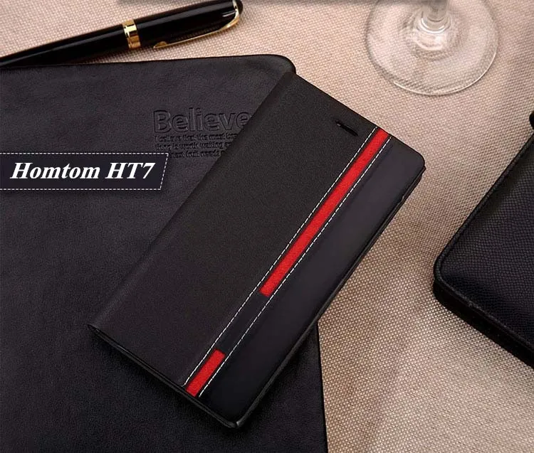  Luxury Book Stand PU Leather For Homtom 7 HT7 For Doogee Homtom HT7 Pro Phone Back Cover with Card Slots Wallet Holder feel 