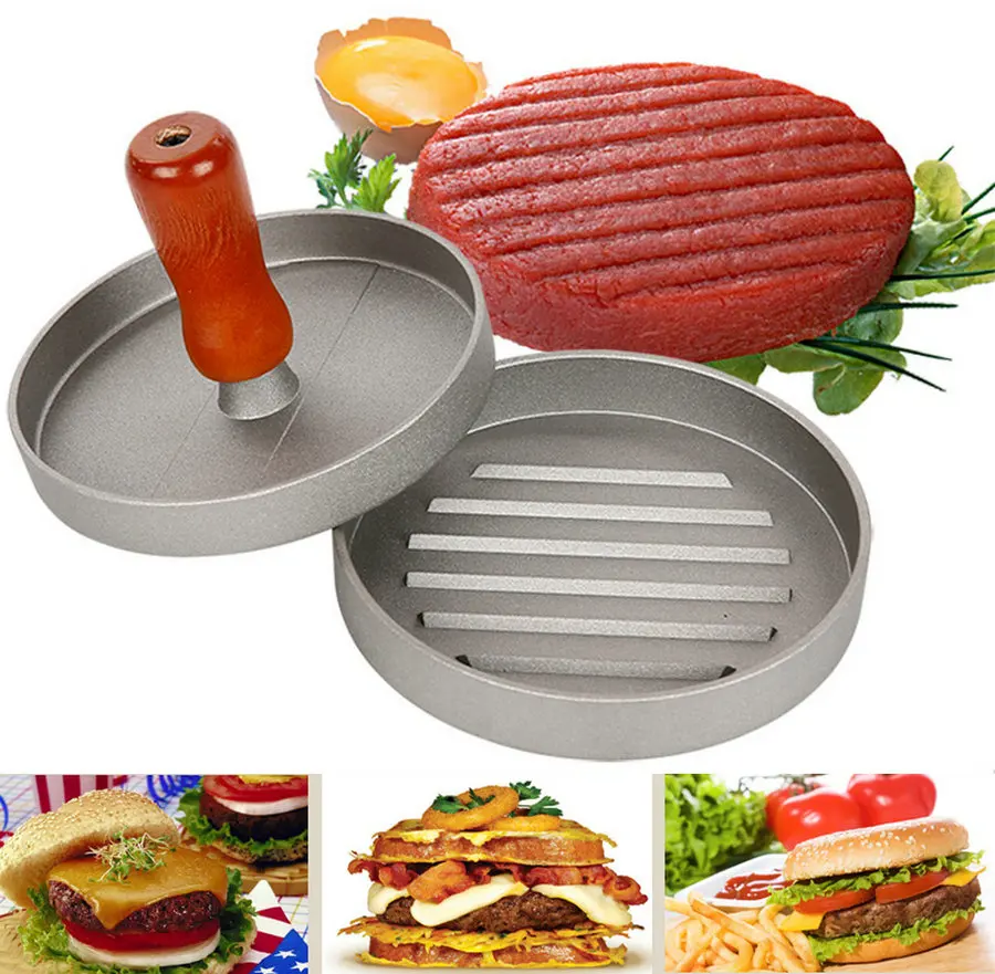 Free Shipping Aluminium Cooking tools Hamburger & Patties Maker BBQ Grill Stuffed Burger Presser
