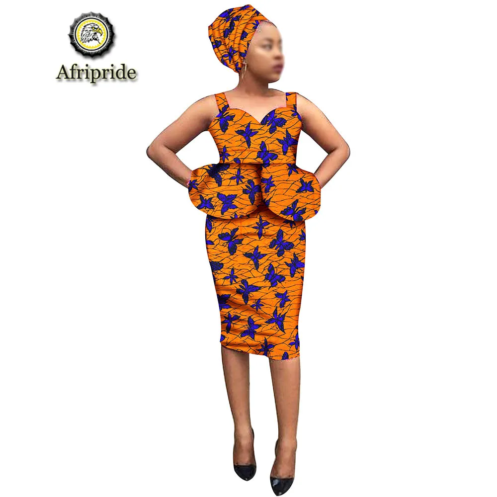 

2019 African Dresses For Women dress+headscarf Print Summer Dress Dashiki Wedding party Dress ankara fabric AFRIPRIADE S1925023