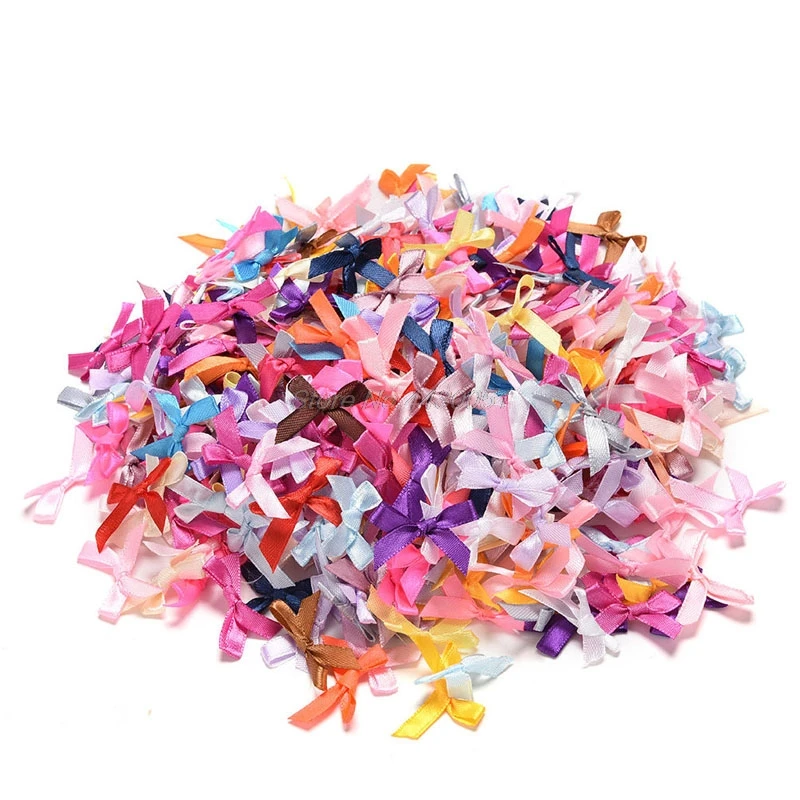 

100Pcs Mini Satin Ribbon Flowers Bows Gift Craft Wedding Decoration ornament