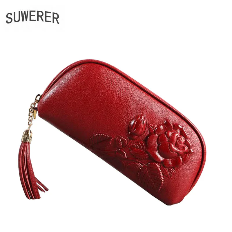 

Leather ladies clutch bag 2018 new real leather Chinese style embossed retro handbag Female party bag