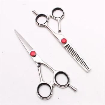 

5.5" 16cm 440C Engraving Logo Red Stone Hairdressing Scissors Thinning Shears Cutting Scissors Professional Hair Scissors C9012