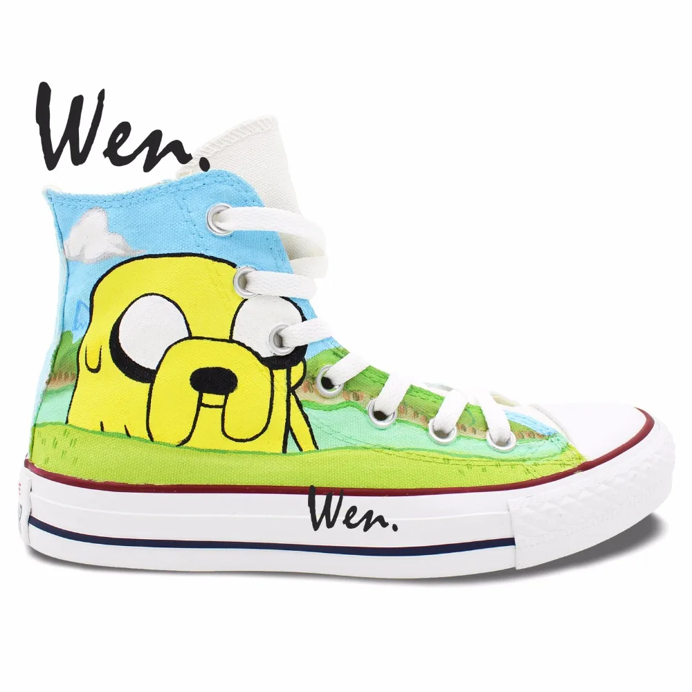 

Wen Hand Painted Shoes Design Custom Adventure Time High Top Men Women's Canvas Sneakers Christmas Birthday Gifts