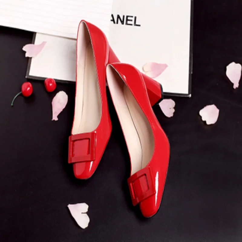 

Fashion new wedding shoes wild shallow high heel single shoes women's shoes thick with size shoes