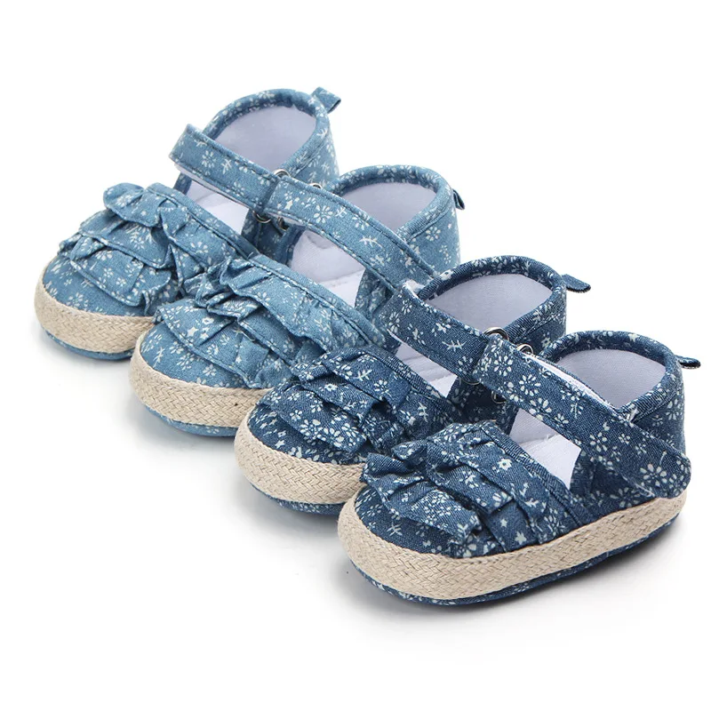 Bebe Canvas Baby Girls Mary Jane Shoes Baby Flower Printing Cute