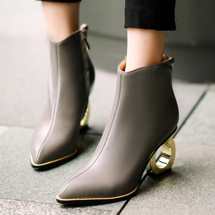 

2018 Winter Martin Boots Genuine Leather Ankle Boots High-heeled Short Boots Strange Style Heels Chelsea Boots Shoes Women Botas
